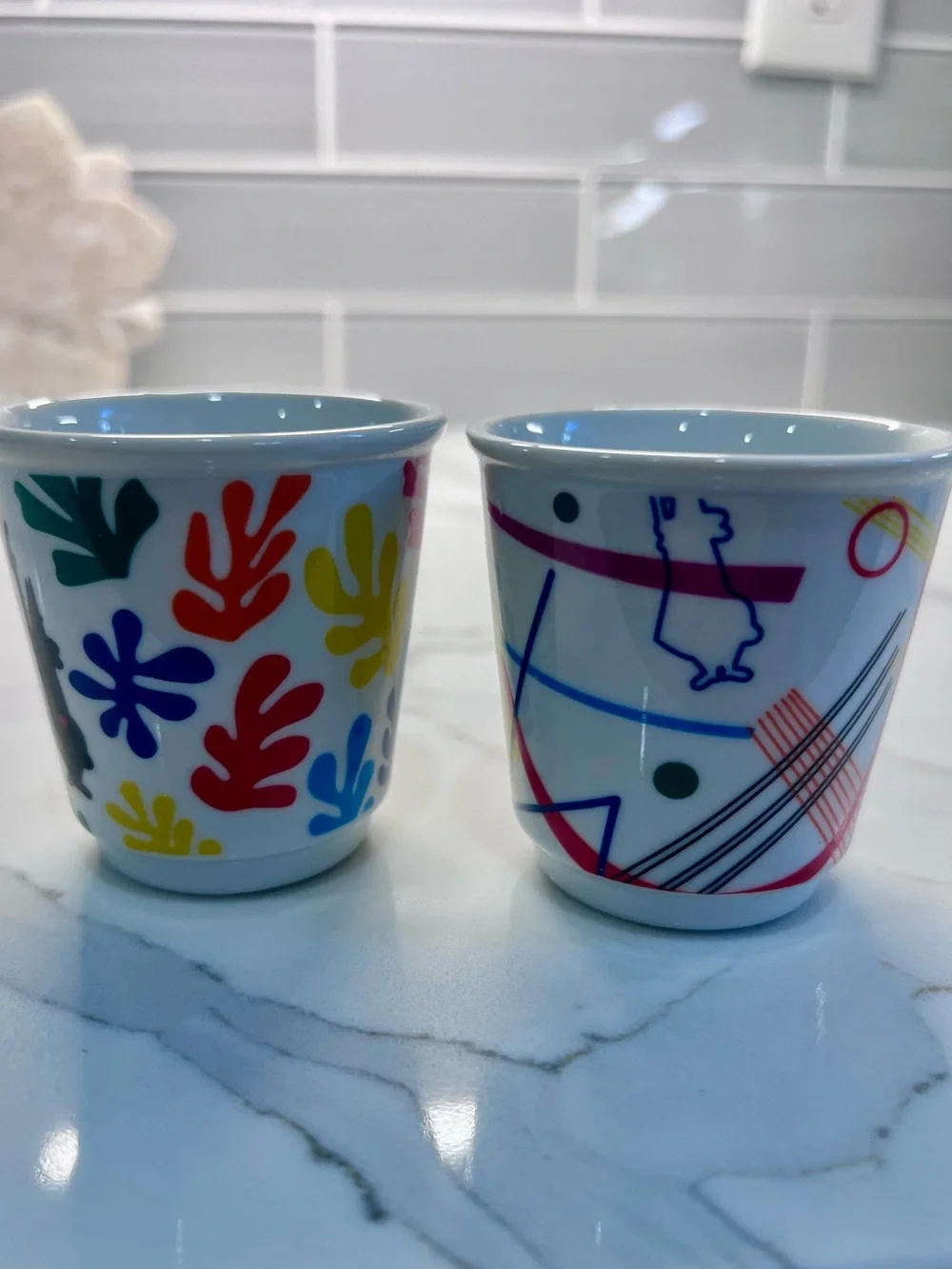 Bialetti Porcellana Espresso Cups Set of 4 Colorful Italian Art Demitasse